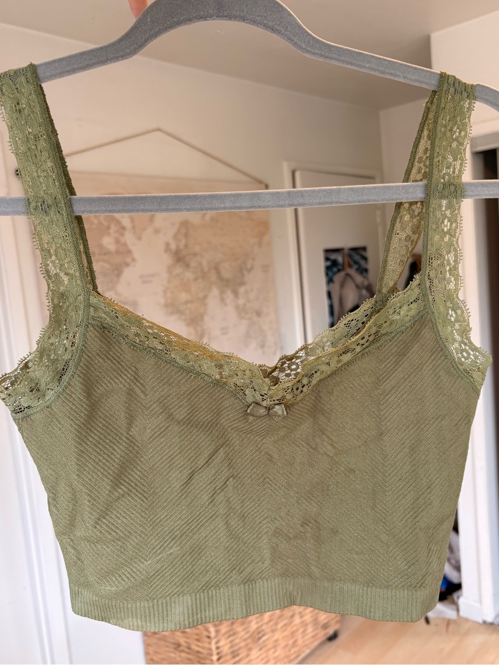 Olive Green Lace tank top COMFY